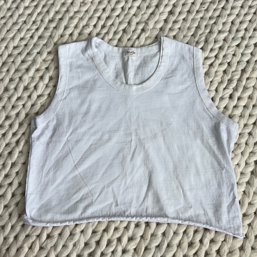 Brandy Melville (John Galt) white cropped muscle tee